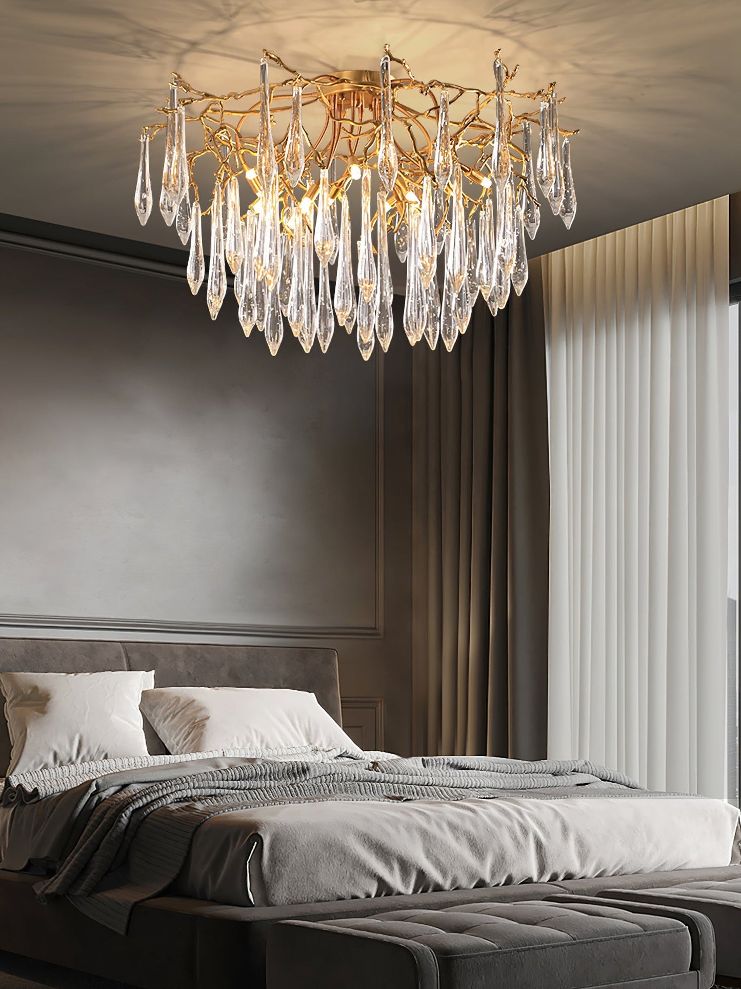 Teardrop Round Crystal Ceiling Lamp - Nuvé