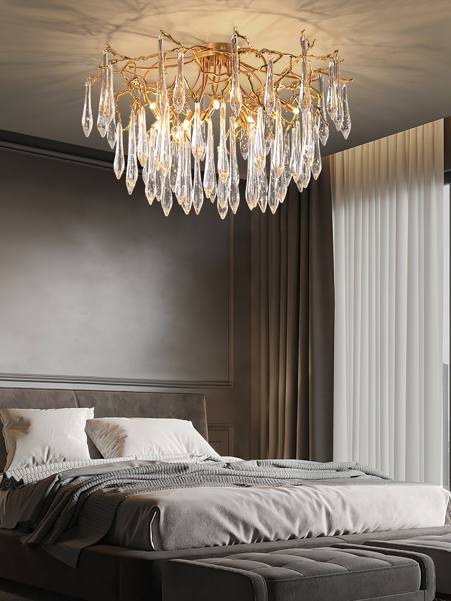Teardrop Round Crystal Ceiling Lamp - Nuvé