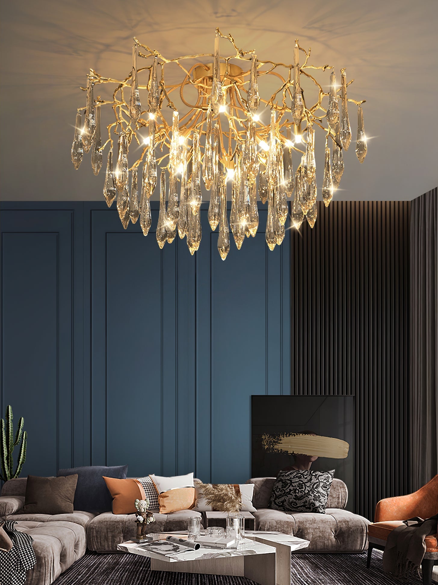 Teardrop Round Crystal Ceiling Lamp - Nuvé