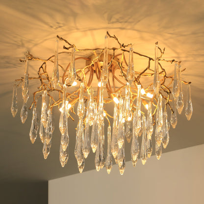 Teardrop Round Crystal Ceiling Lamp - Nuvé