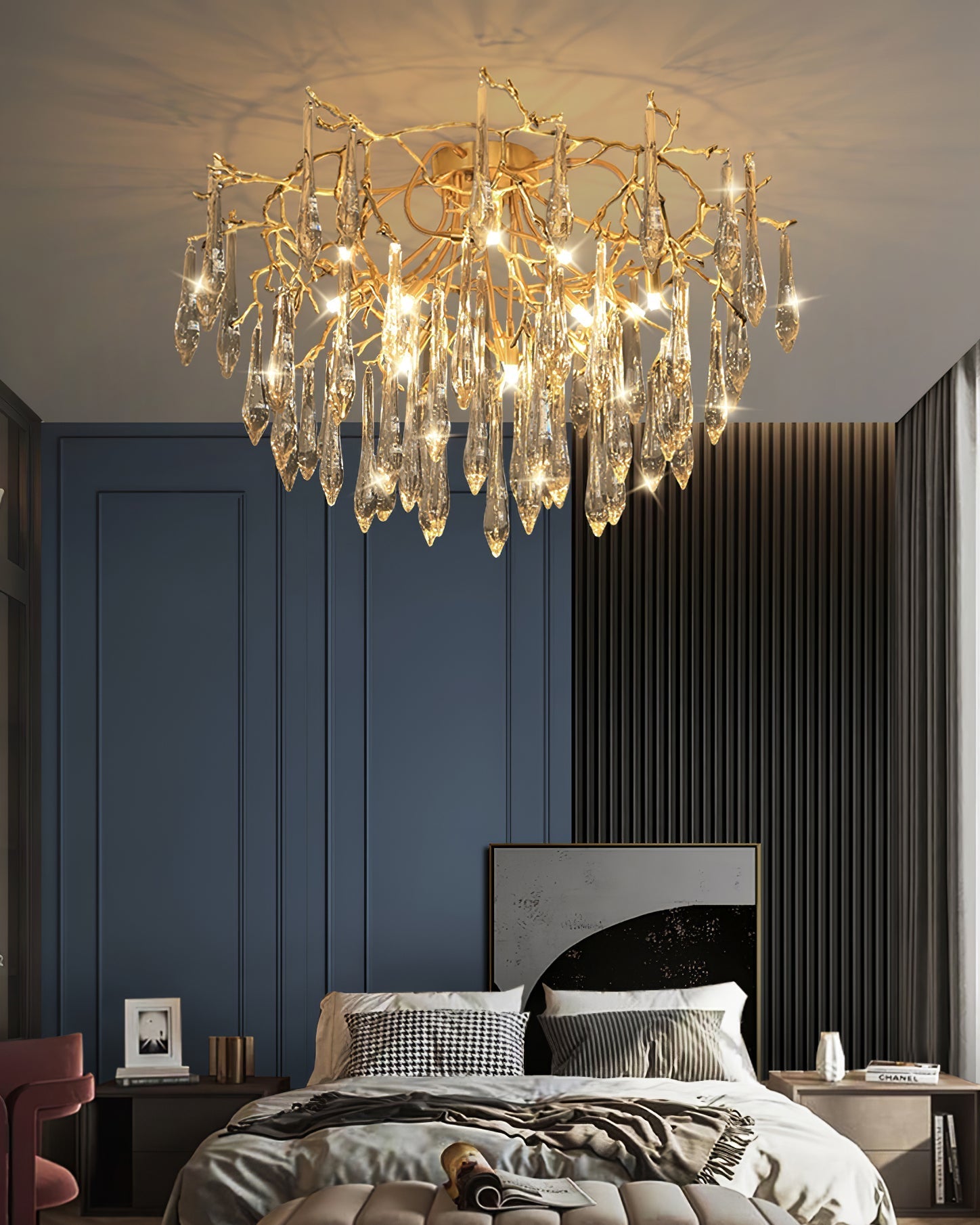 Teardrop Round Crystal Ceiling Lamp - Nuvé