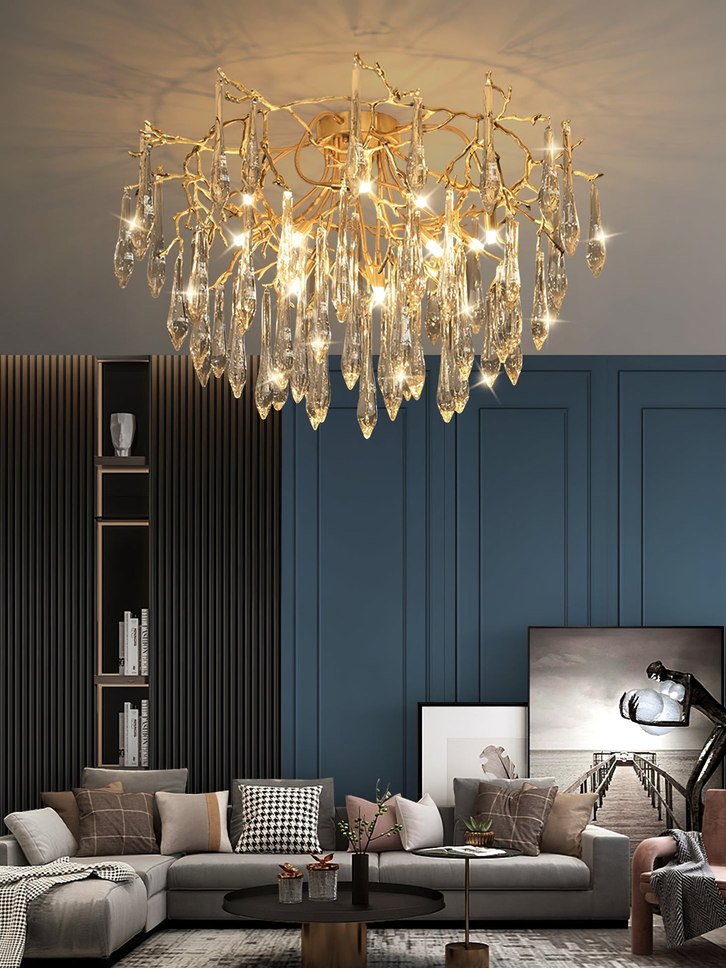 Teardrop Round Crystal Ceiling Lamp - Nuvé