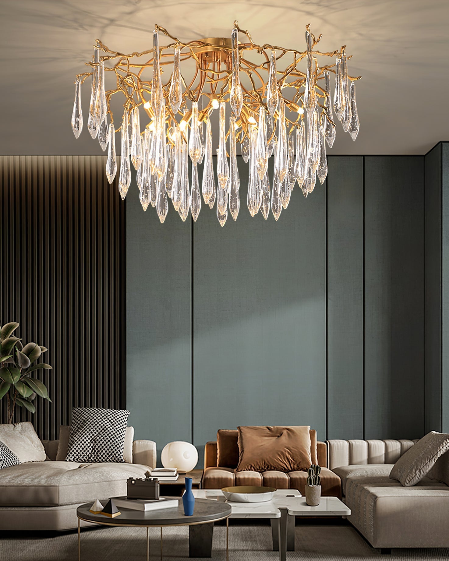 Teardrop Round Crystal Ceiling Lamp - Nuvé