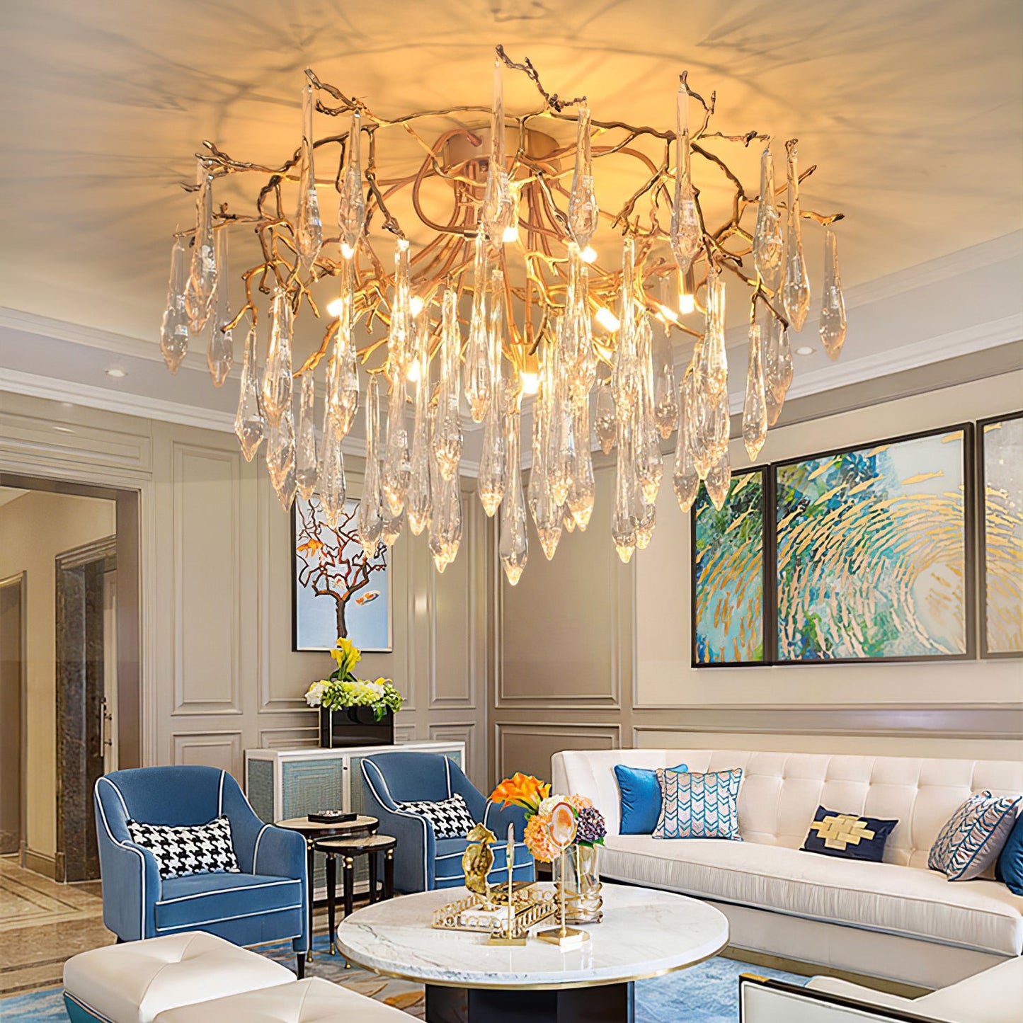 Teardrop Round Crystal Ceiling Lamp - Nuvé