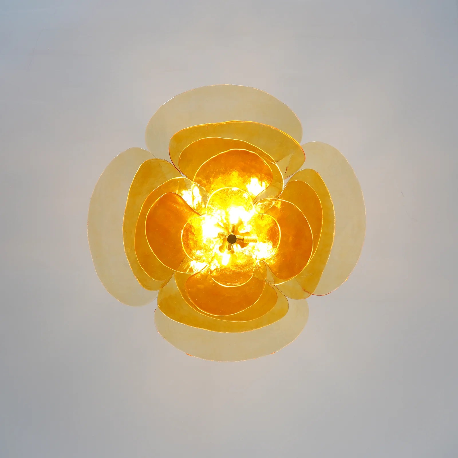 Leaf-Shaped Amber Textured Glass Chandelier - Nuvé