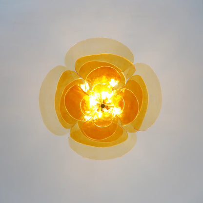Leaf-Shaped Amber Textured Glass Chandelier - Nuvé