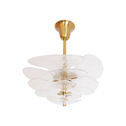 Leaf-Shaped White Textured Glass Chandelier
