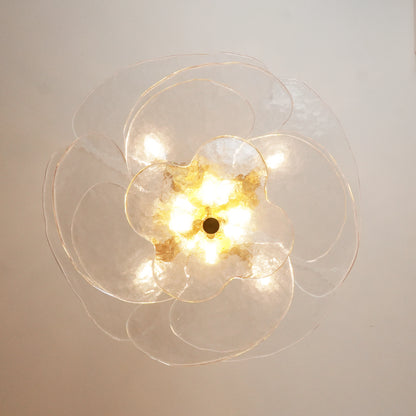 Leaf-Shaped White Textured Glass Chandelier - Nuvé