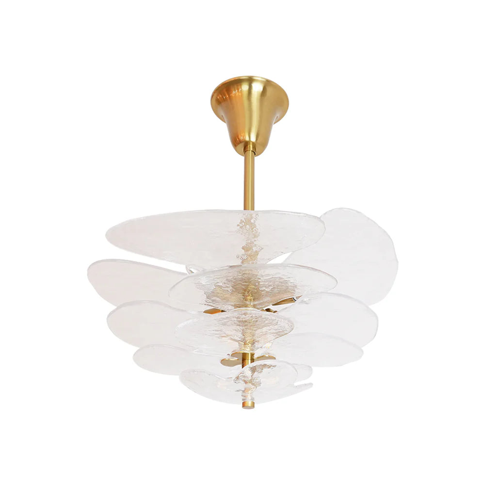 Leaf-Shaped White Textured Glass Chandelier