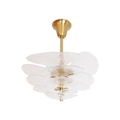 Leaf-Shaped White Textured Glass Chandelier