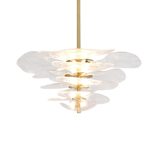 Leaf-Shaped White Textured Glass Chandelier - Nuvé