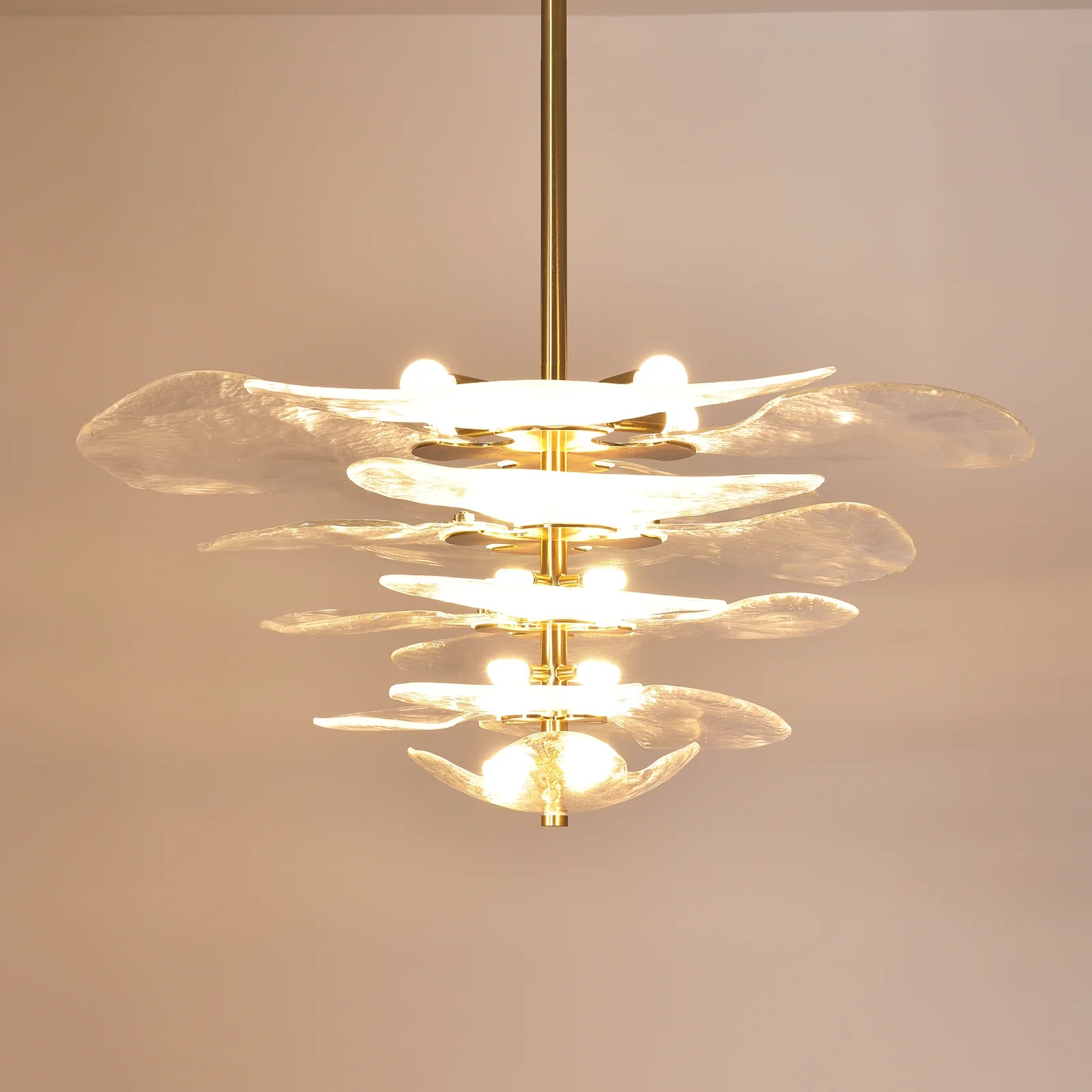 Leaf-Shaped White Textured Glass Chandelier - Nuvé