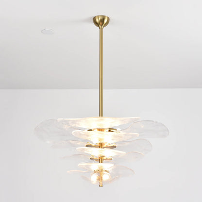 Leaf-Shaped White Textured Glass Chandelier