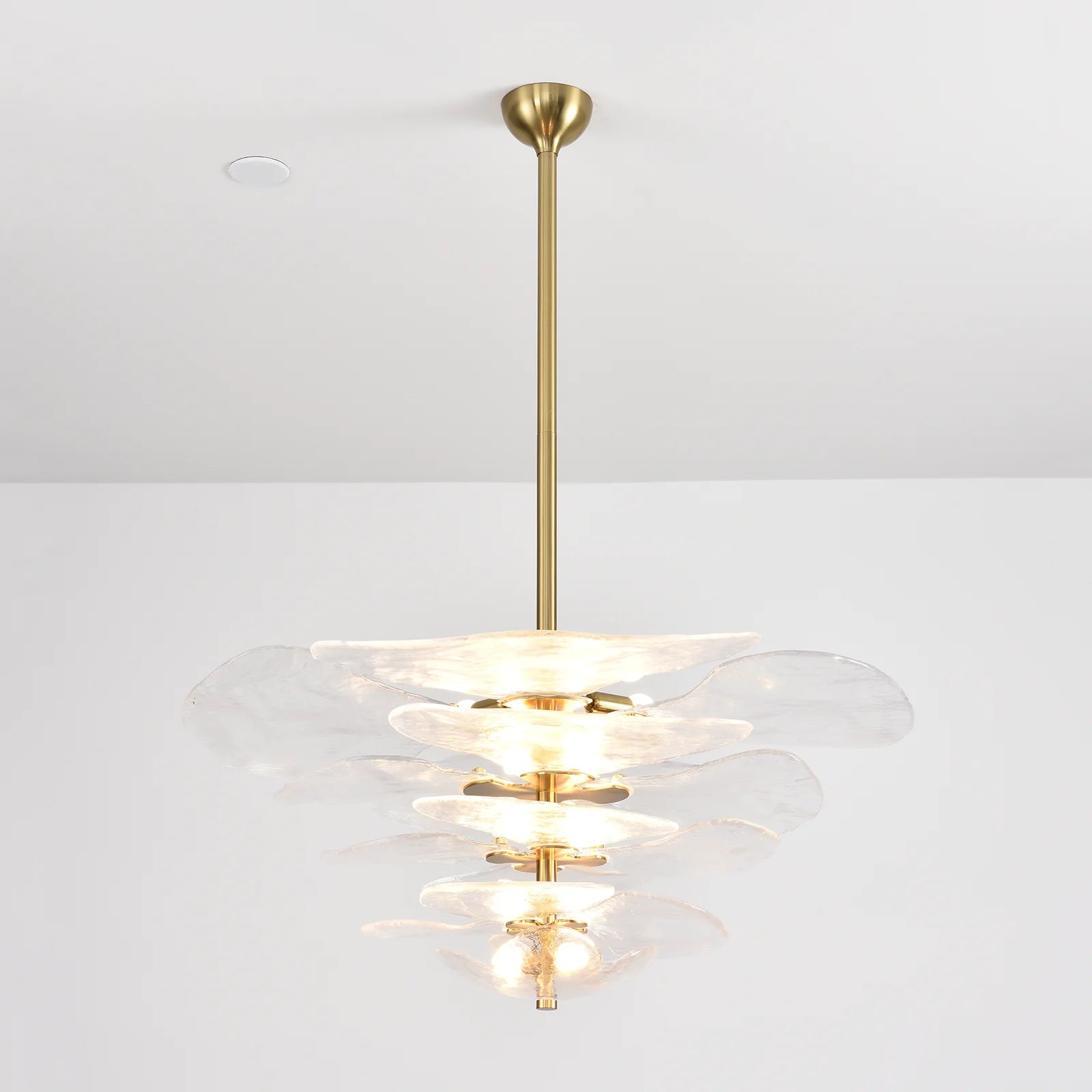 Leaf-Shaped White Textured Glass Chandelier - Nuvé
