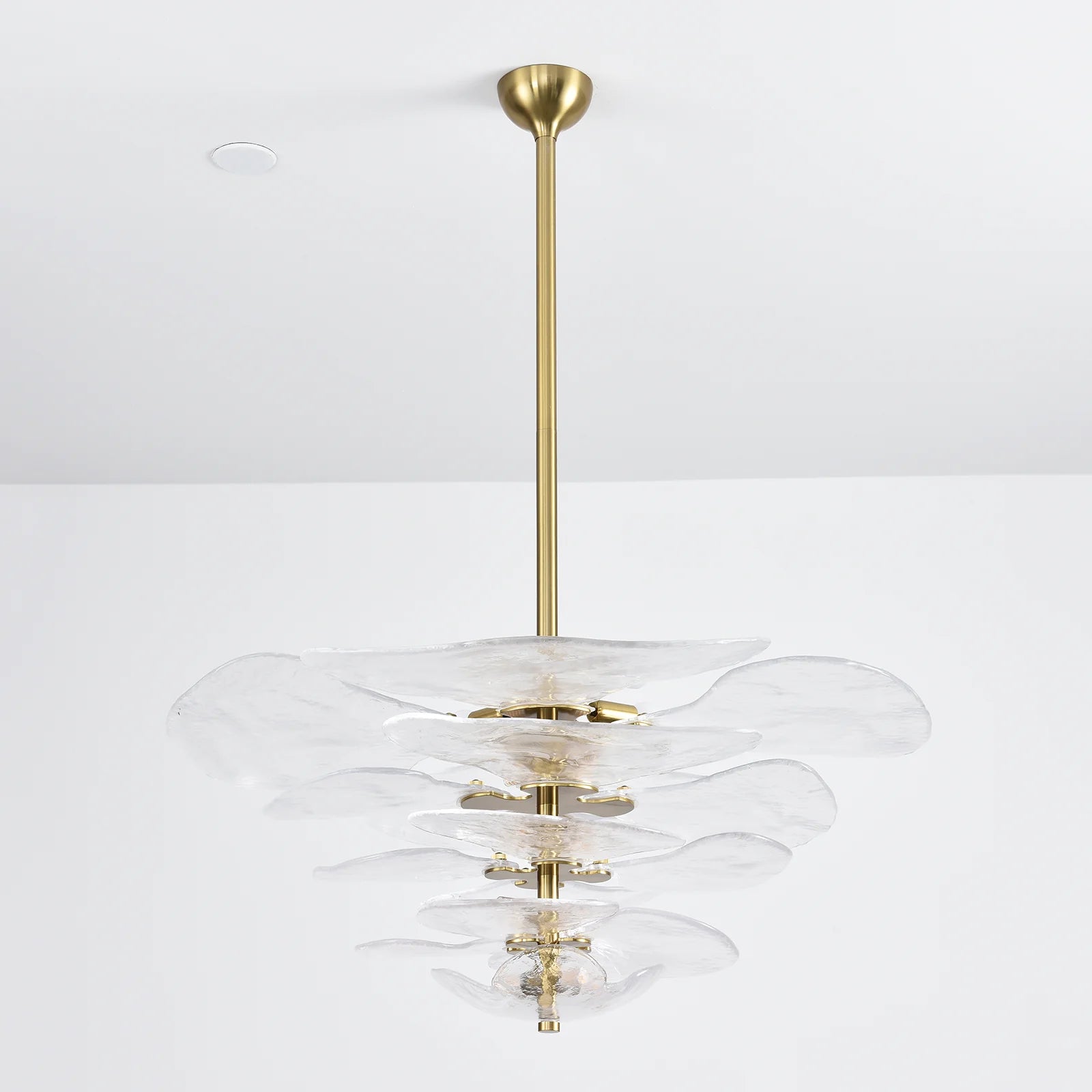Leaf-Shaped White Textured Glass Chandelier - Nuvé
