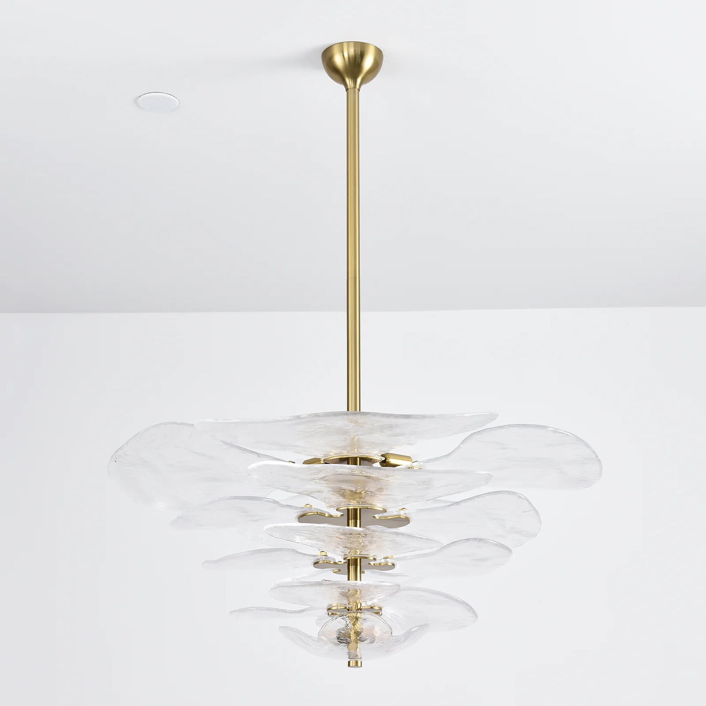 Leaf-Shaped White Textured Glass Chandelier