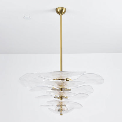 Leaf-Shaped White Textured Glass Chandelier