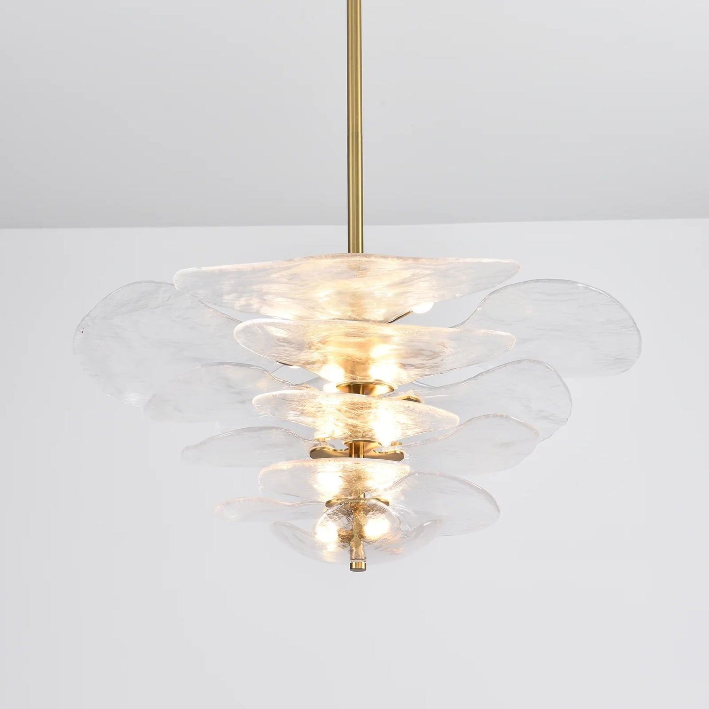 Leaf-Shaped White Textured Glass Chandelier