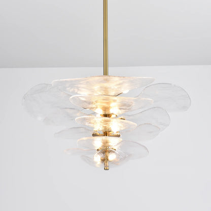 Leaf-Shaped White Textured Glass Chandelier