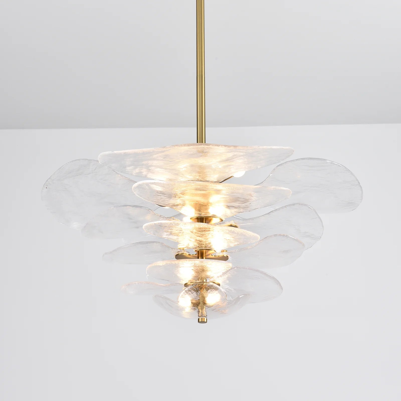 Leaf-Shaped White Textured Glass Chandelier - Nuvé
