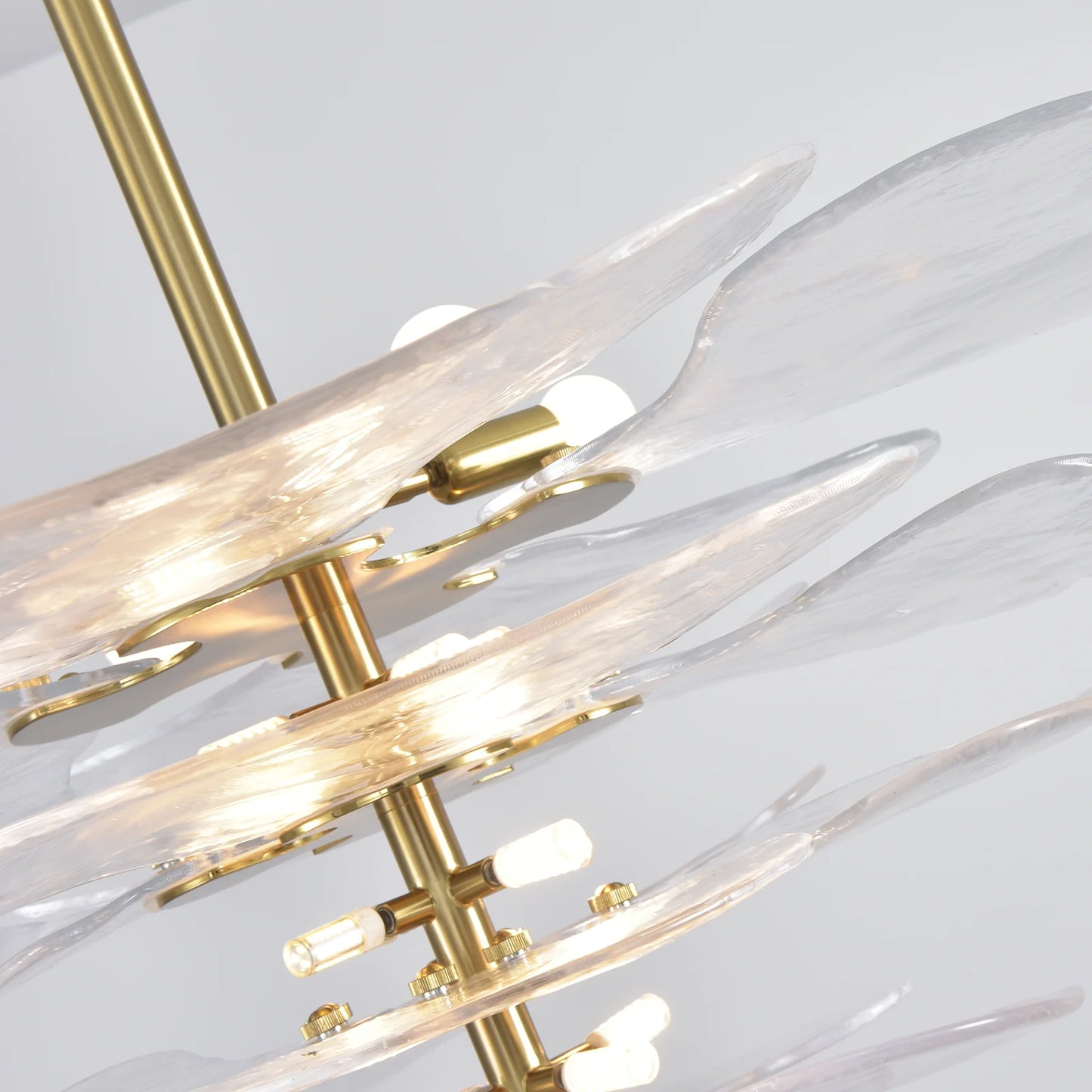 Leaf-Shaped White Textured Glass Chandelier