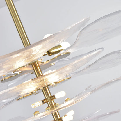 Leaf-Shaped White Textured Glass Chandelier