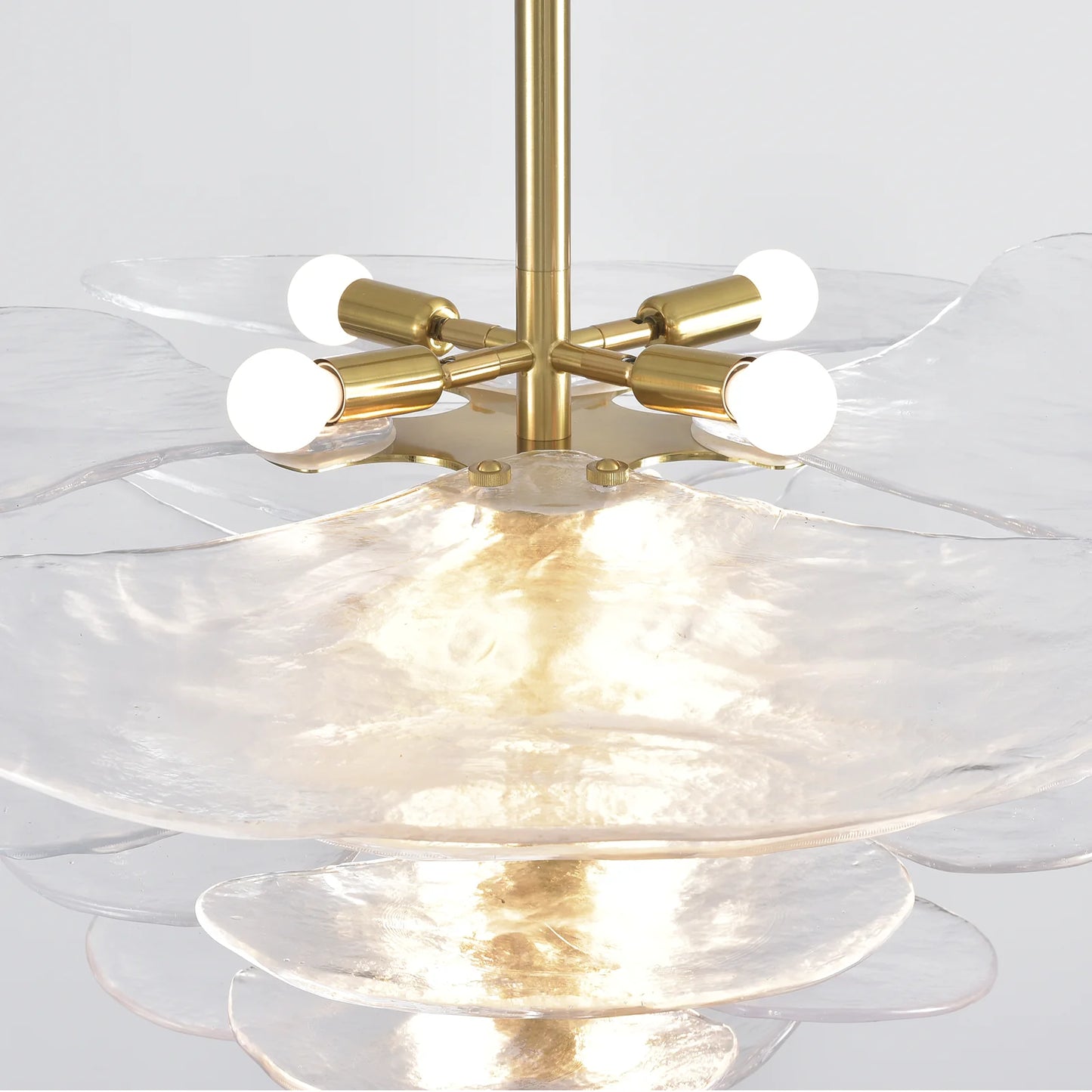 Leaf-Shaped White Textured Glass Chandelier