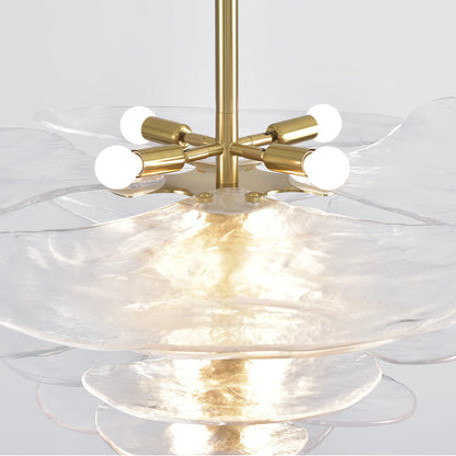 Leaf-Shaped White Textured Glass Chandelier