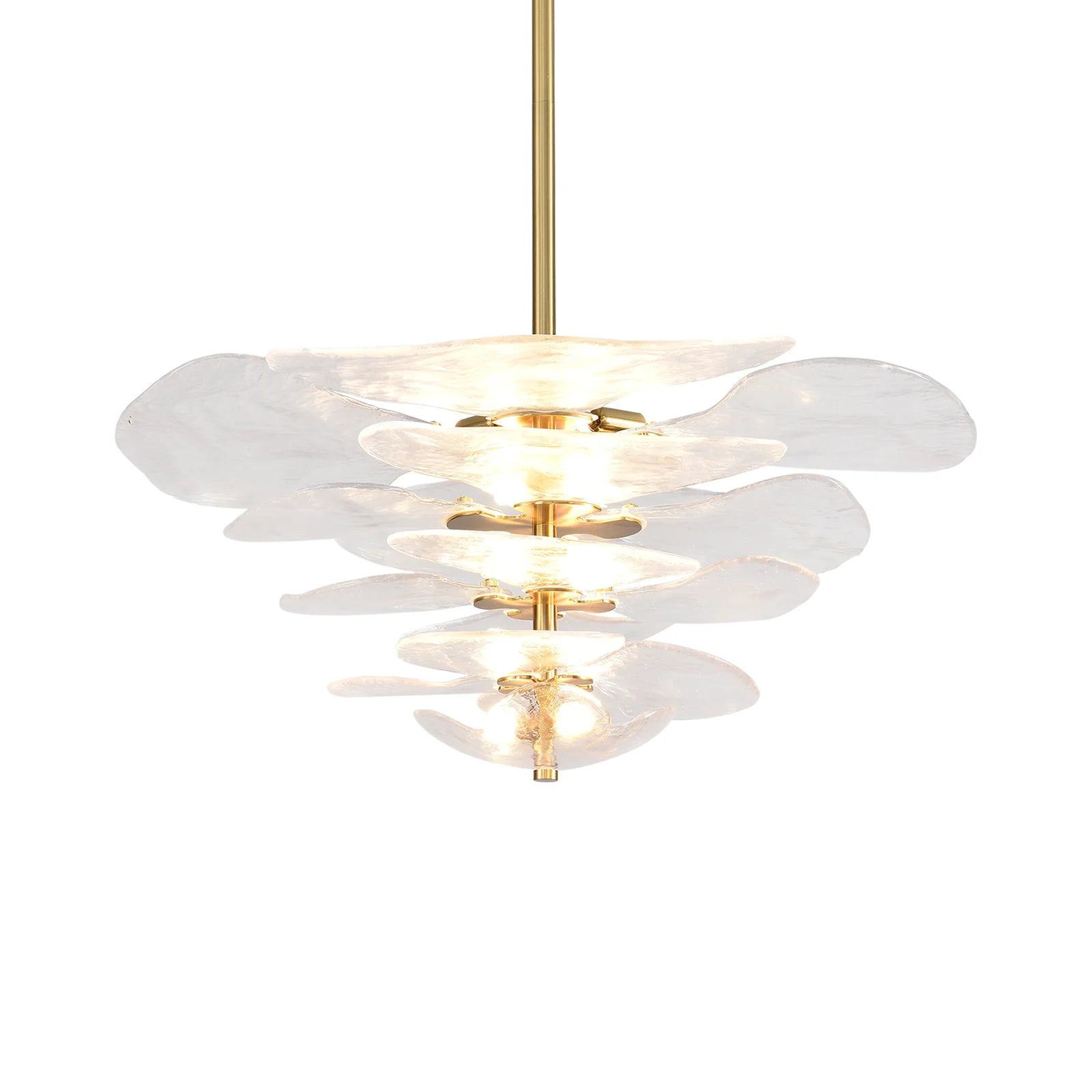 Leaf-Shaped White Textured Glass Chandelier - Nuvé