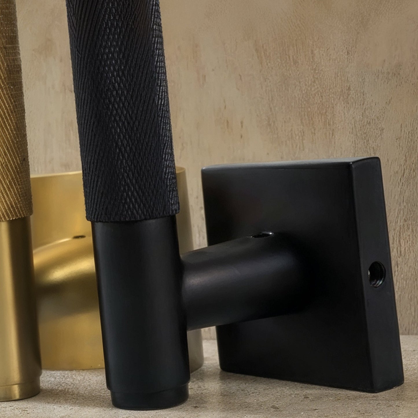 Brass door handle with a polished finish, designed for residential interior doors, from Residence Supply.