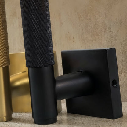 Brass door handle with a polished finish, designed for residential interior doors, from Residence Supply.