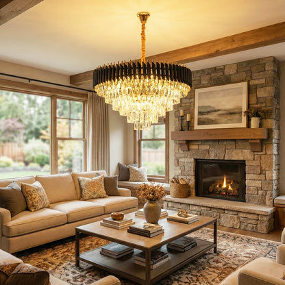 Round Raindrop Crystal Chandelier - Nuvé