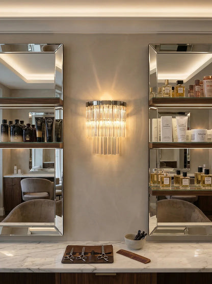 Tiered Clear Glass Rod Wall Light