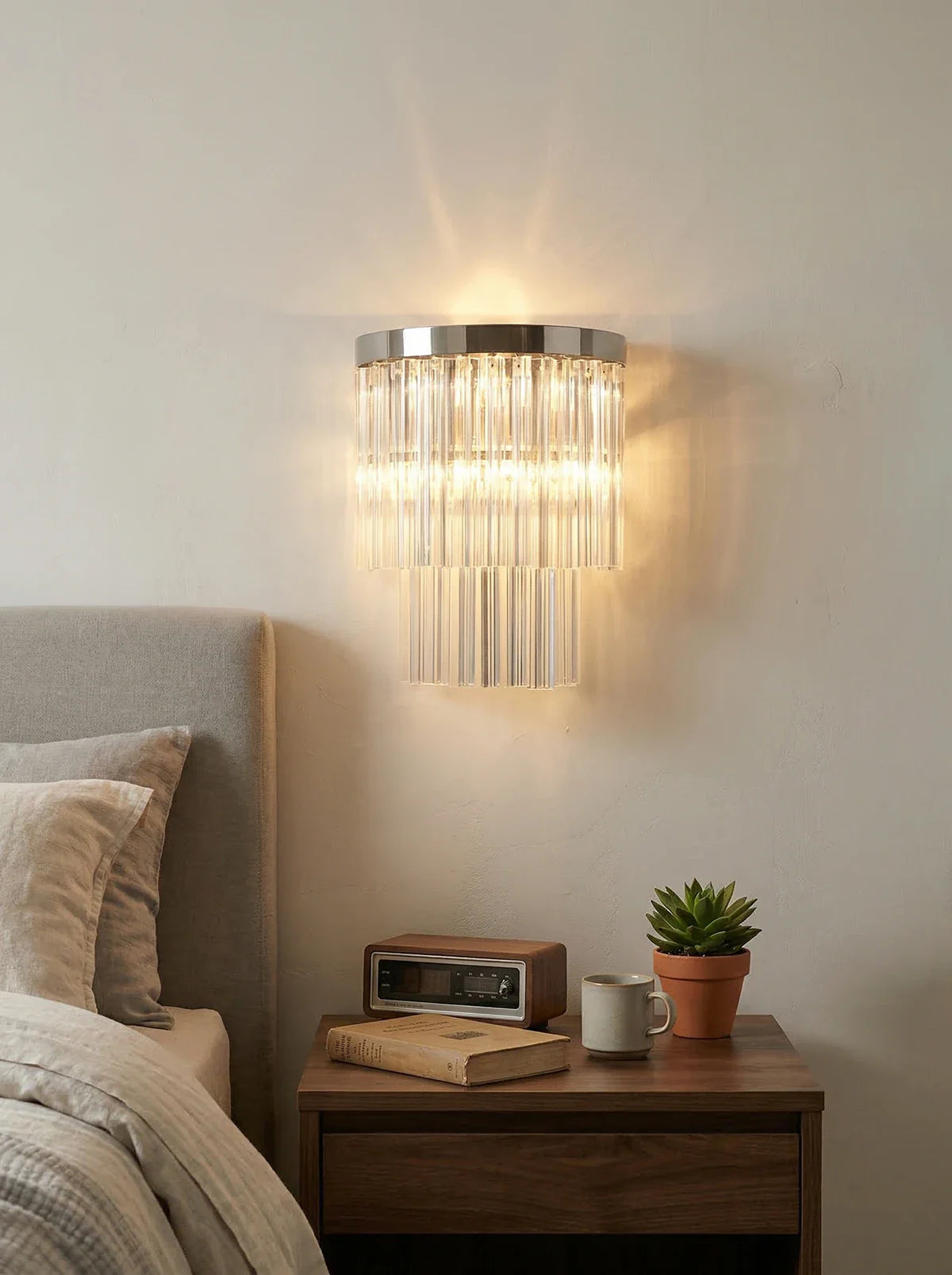 Tiered Clear Glass Rod Wall Light
