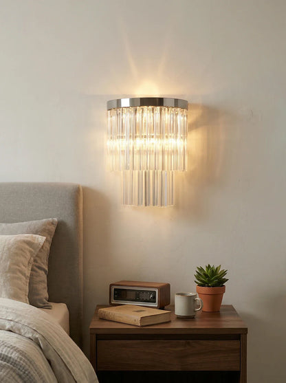 Tiered Clear Glass Rod Wall Light