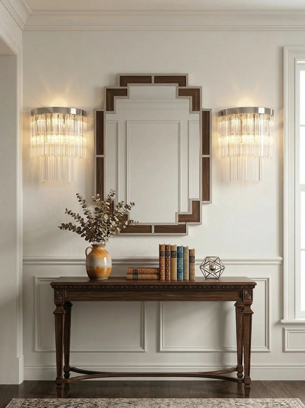 Tiered Clear Glass Rod Wall Light