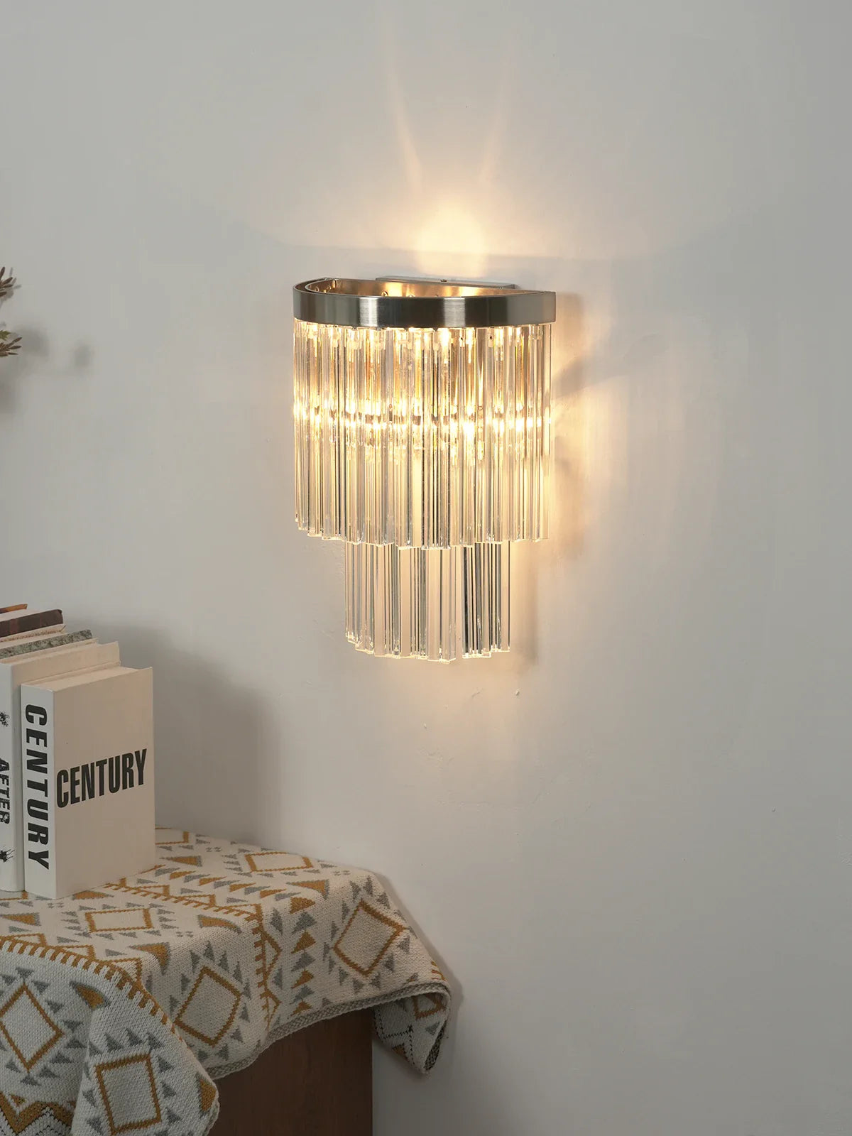 Tiered Clear Glass Rod Wall Light