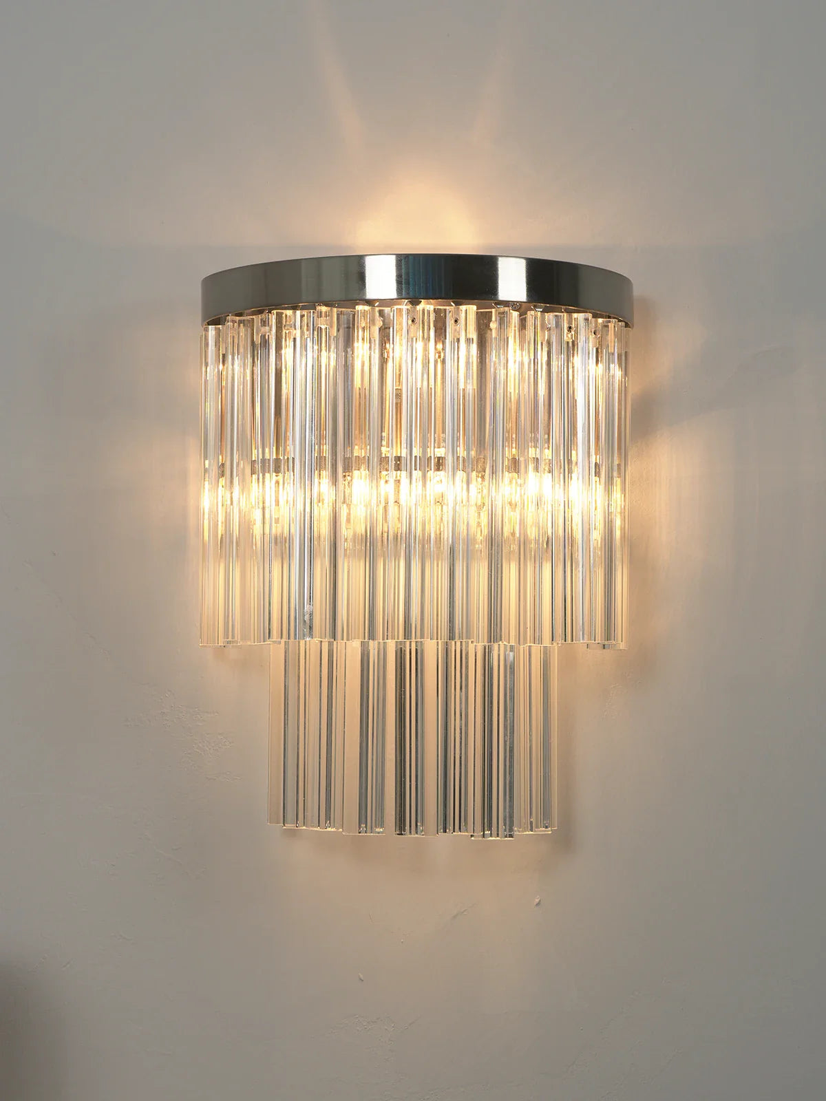 Tiered Clear Glass Rod Wall Light