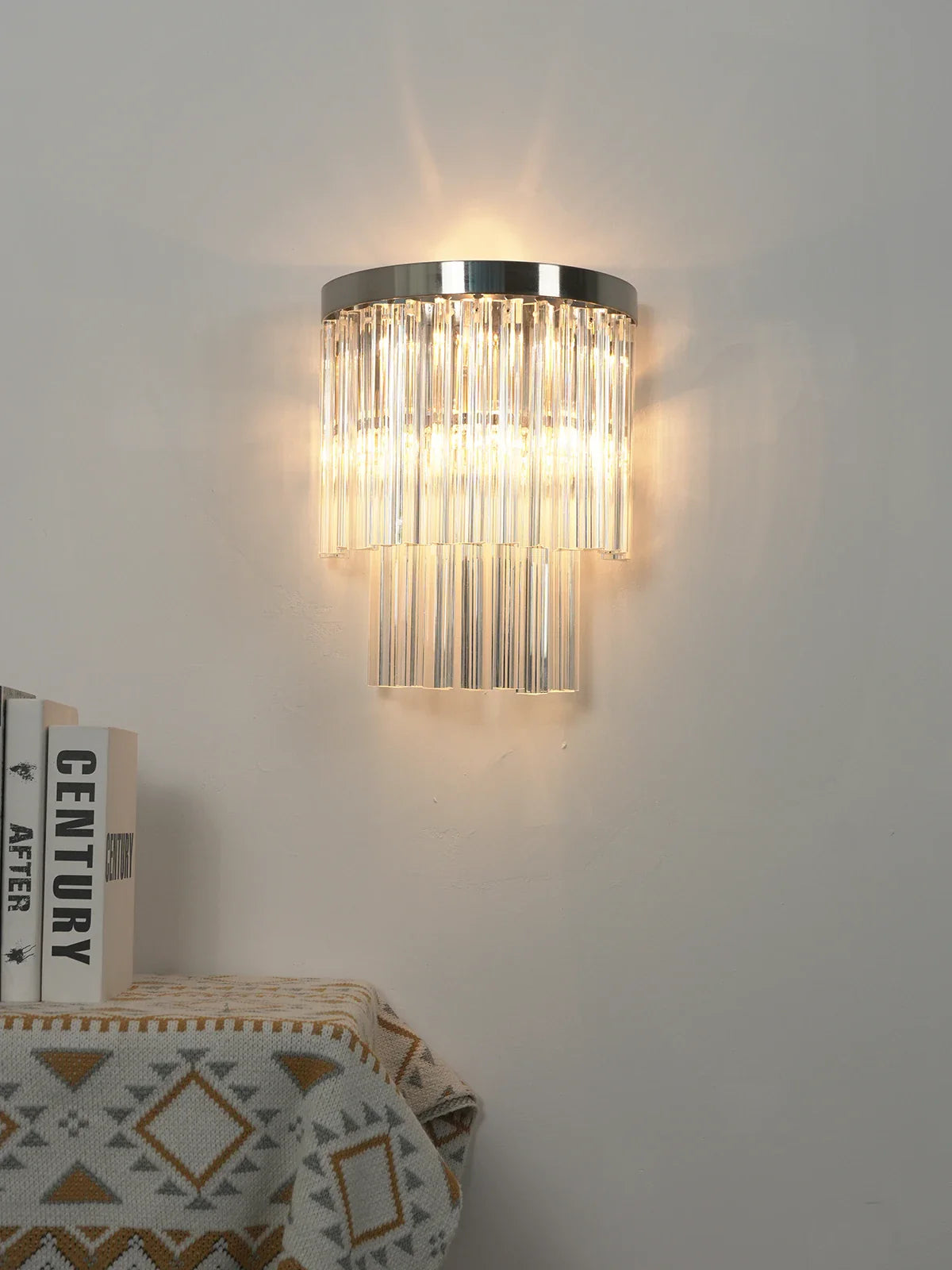 Tiered Clear Glass Rod Wall Light