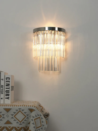Tiered Clear Glass Rod Wall Light