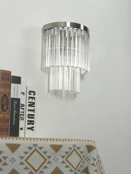 Tiered Clear Glass Rod Wall Light