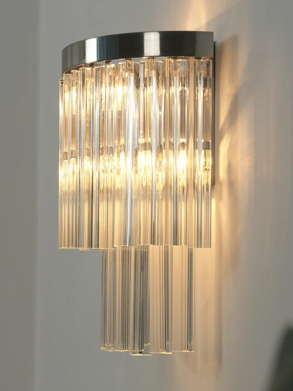 Tiered Clear Glass Rod Wall Light
