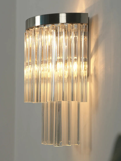 Tiered Clear Glass Rod Wall Light
