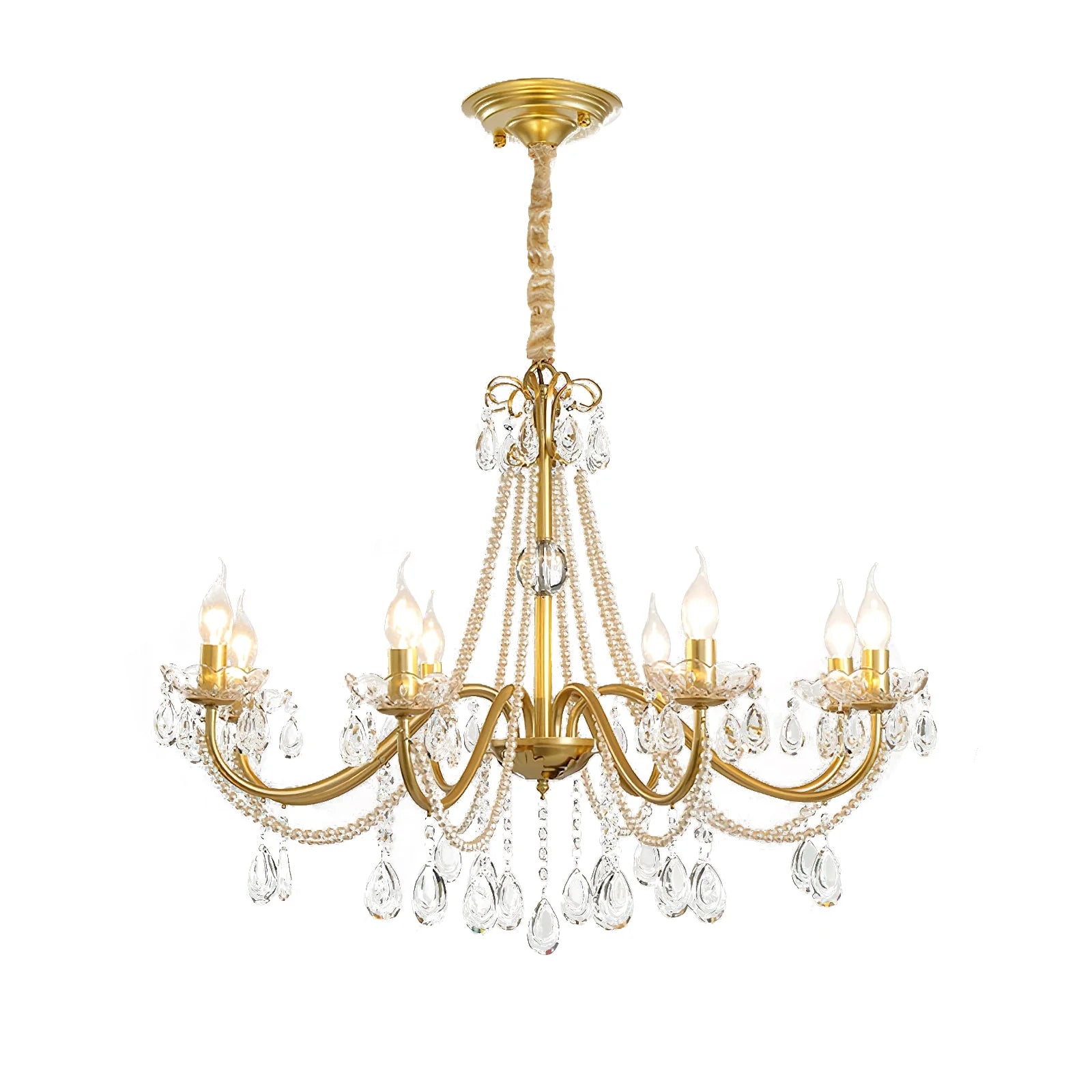 Traditional Iron Floral Candelabra Crystal Chandelier - Nuvé
