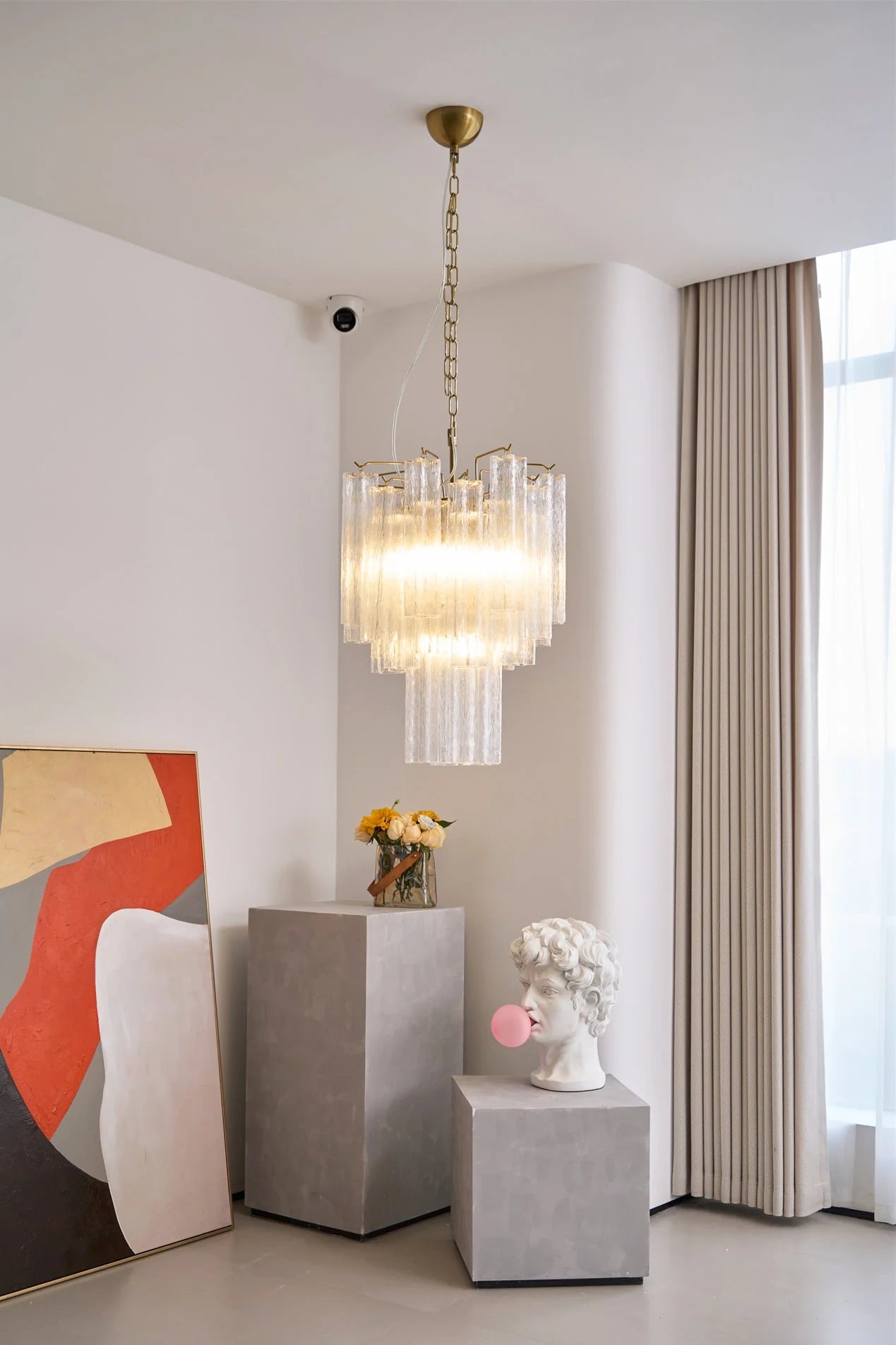 Transparent Murano Glass Tube Chandelier - Nuvé