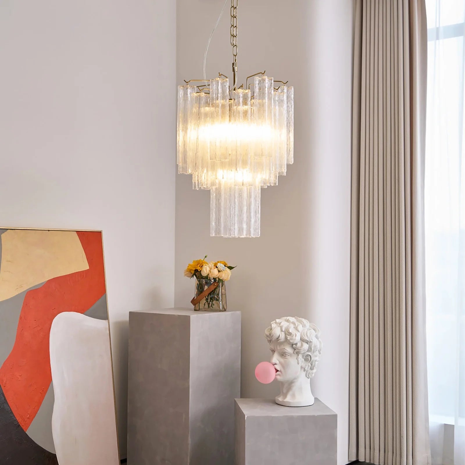 Transparent Murano Glass Tube Chandelier - Nuvé