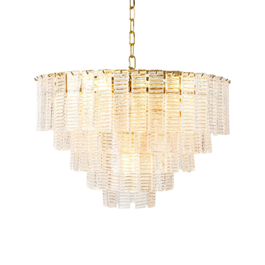 Transparent Ridged Glass Rectangle Chandelier - Nuvé