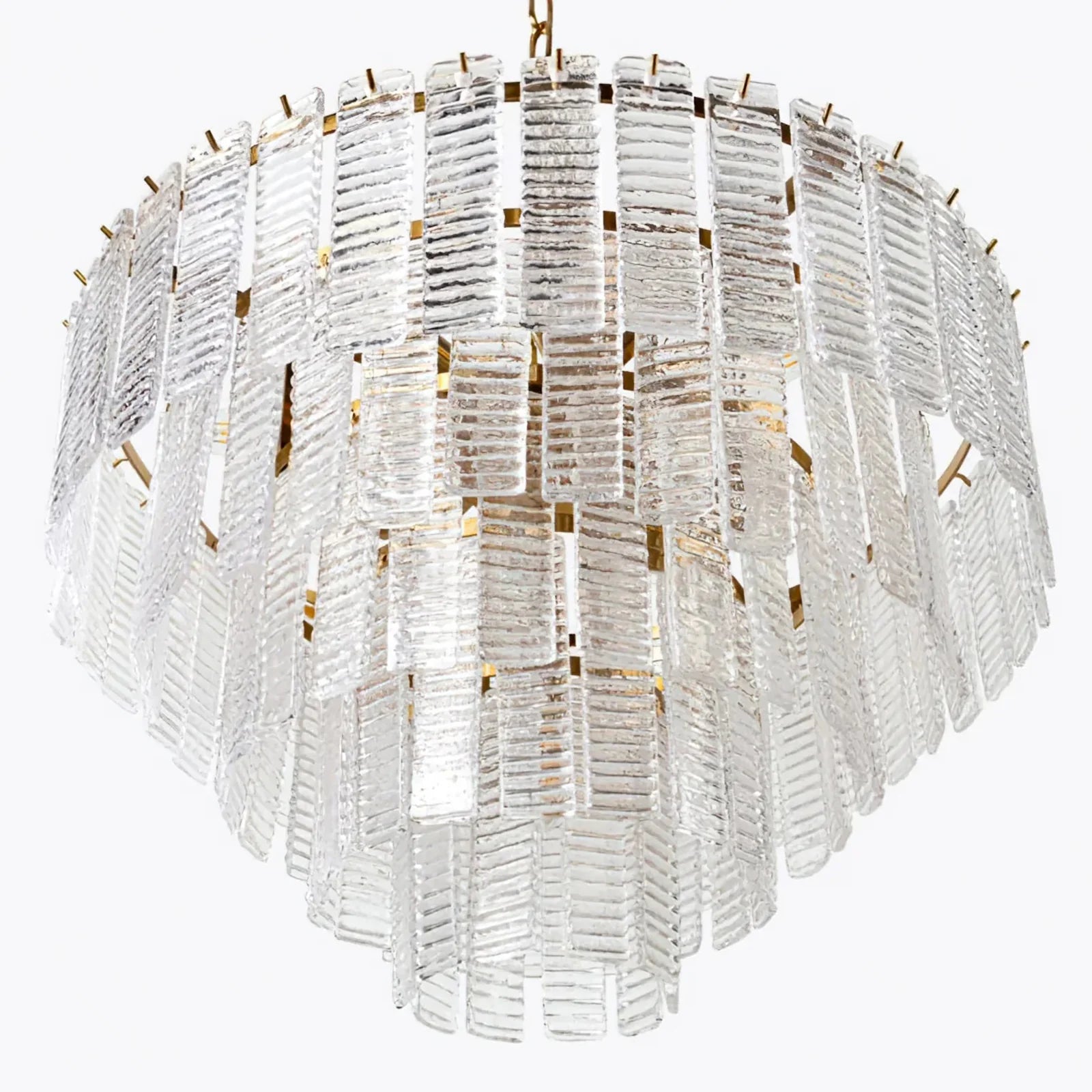 Transparent Ridged Glass Rectangle Chandelier - Nuvé