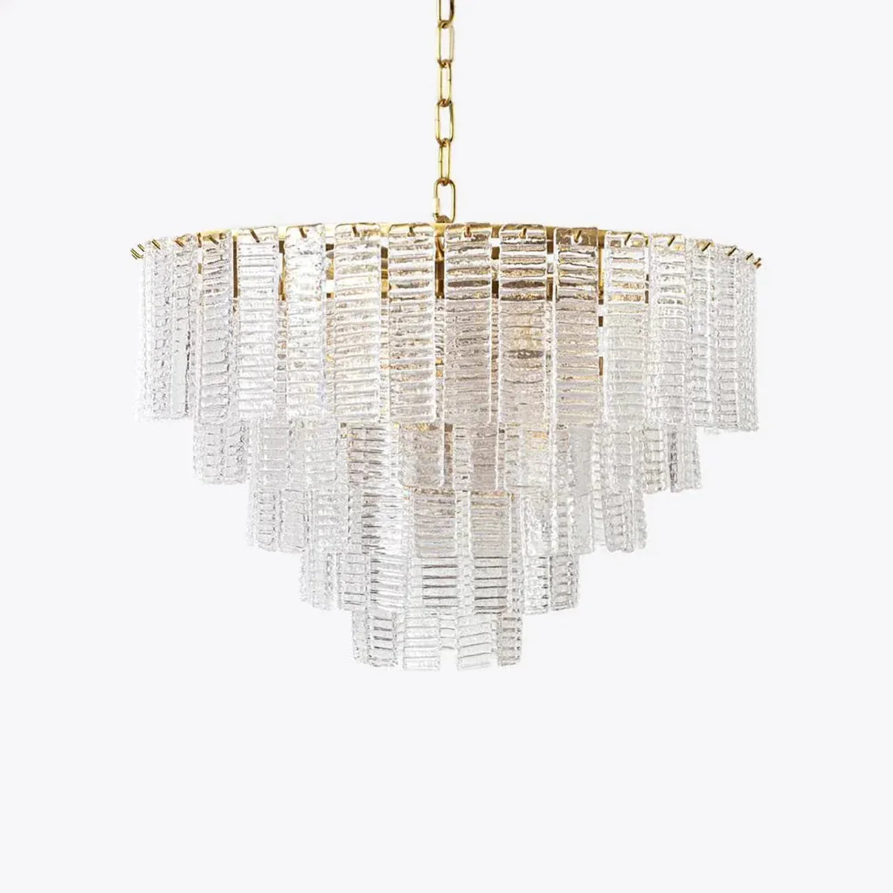 Transparent Ridged Glass Rectangle Chandelier - Nuvé