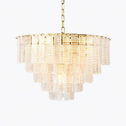 Transparent Ridged Glass Rectangle Chandelier - Nuvé